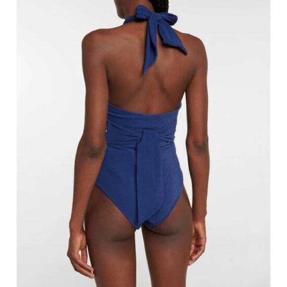Johanna Ortiz Sunken Glory Halter One Piece Swimsuit Size M Midnight Blue - Picture 2 of 16